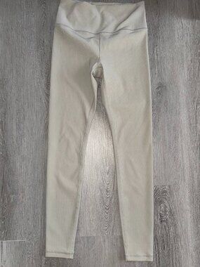 Athleta Elation High Rise Rib Legging-Size Small-Buff Gray